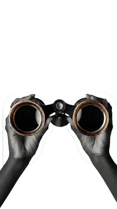 Hands holding binoculars — Our Vision
